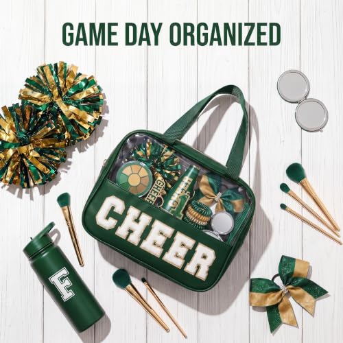 KYTACCU Cheer Makeup Bag with Chenille Letter Design - Travel Pouch for Competitions