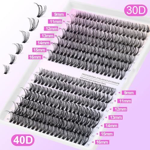 Pawotenes 280pc Cluster Lashes Kit with Bond & Seal 9-16mm