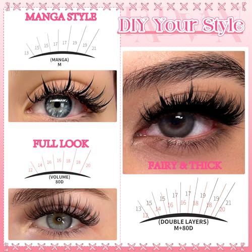 FADVAN 80D Volume Lash Clusters 12-20mm with Spike Lashes