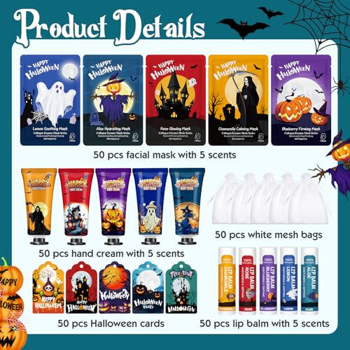 50 Pack Halloween Skincare Gift Set - Hand Cream, Masks & Lip Balm