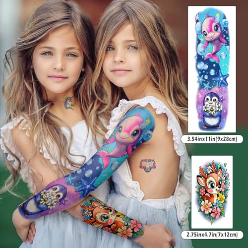 52 Sheet Temporary Tattoos for Kids - Full Arm Sleeves