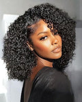 Kinky Curly Half Wig - 200% Density Human Hair, 16 Inch