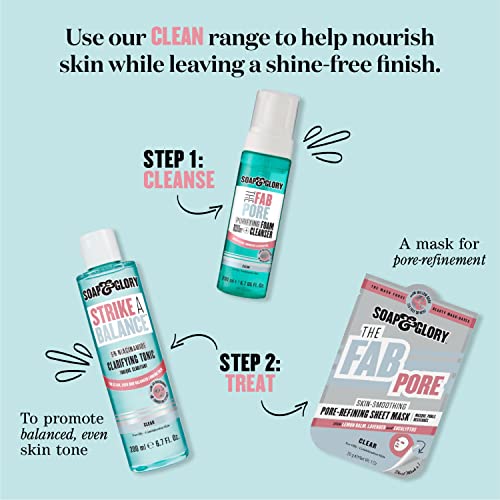 Soap & Glory Face Soap and Clarity Vitamin C Face Wash - 3-in-1 Exfoliating & Hydrating Facial Cleanser - Gently Removes Makeup While Unclogging Pores - Suitable For All Skin Types (300 ml, 2 pack)