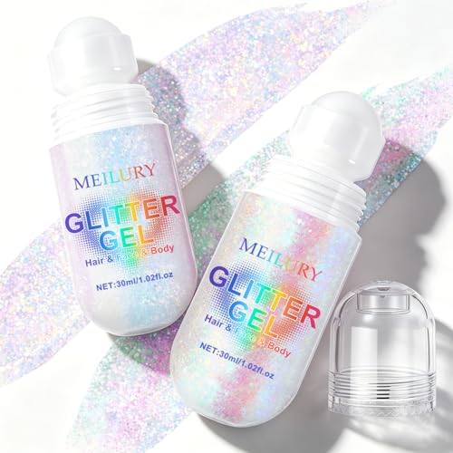 Holographic Roll-On Body Glitter Gel - Multi-Use for Face & Hair