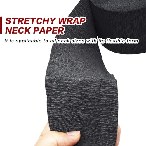 Pack of 2 Disposable Barber Neck Strips Professional Stretchy Paper Neck Band Protector Hairdressing Accessory Tool for Hair Cutting Salon Barbershop Supplies (Black)