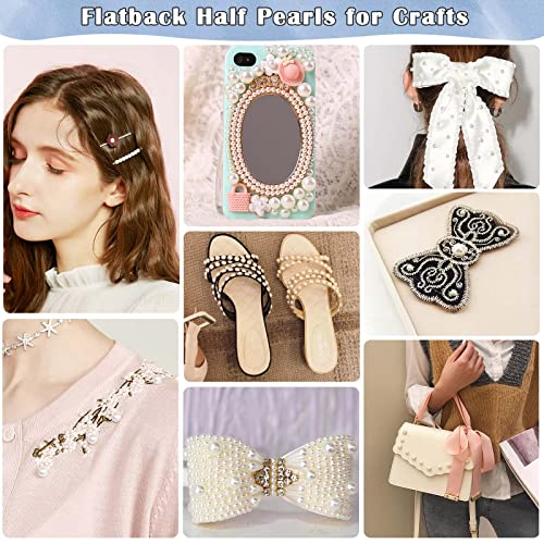12900pcs Half Pearl Beads Assorted Sizes with Craft Glue