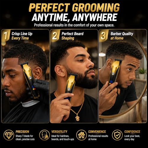 LQT-128 Cordless Beard Trimmer for Men with LED Display