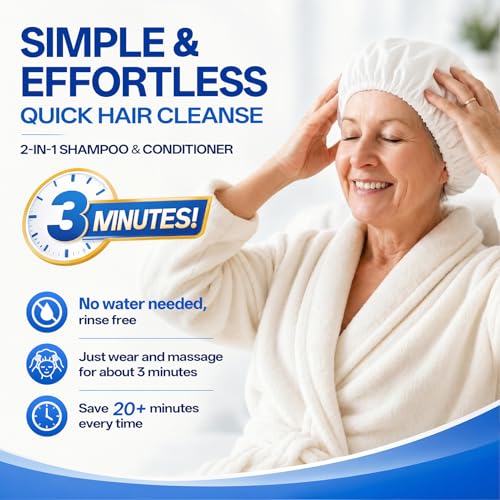 Tolnetr 8-Pack Waterless Shampoo Caps for Bedridden Patients