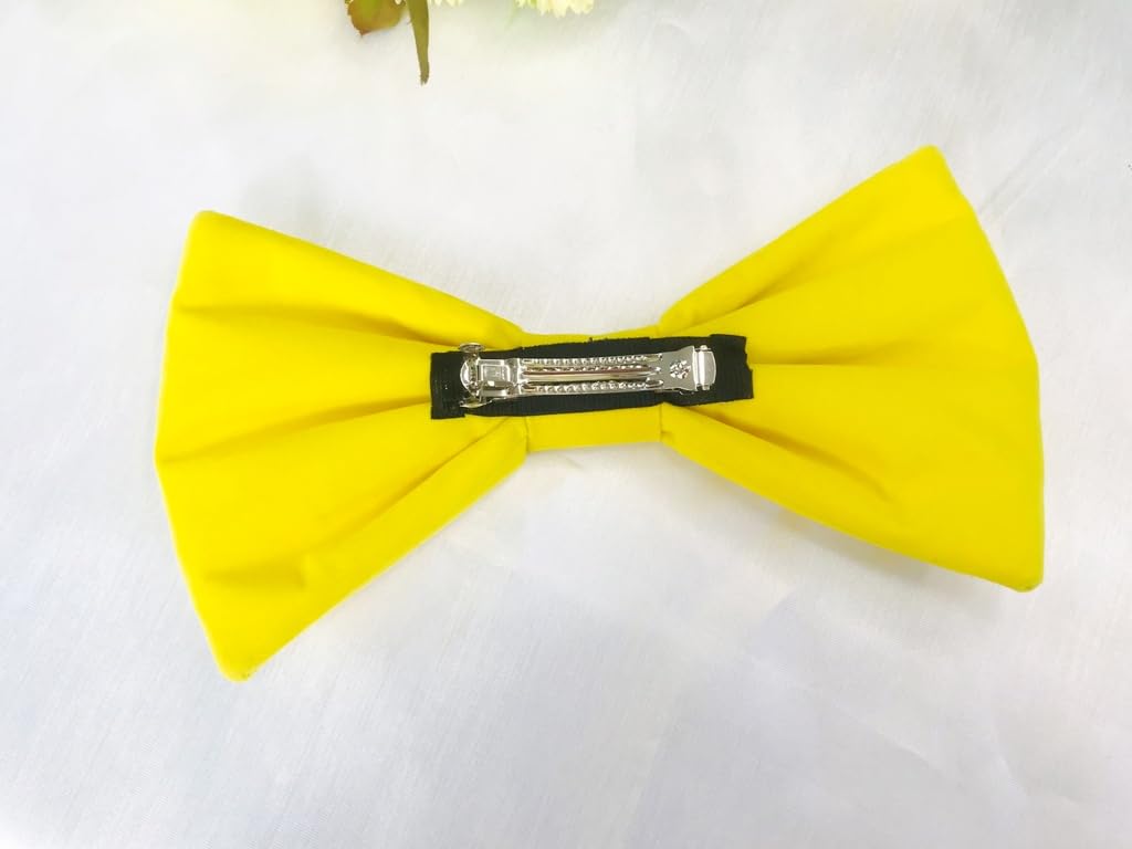 Big Oversize Velvet Bowknot Bows Hair Clips Headband: H47 (Yellow-CL)