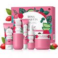 Skin Care Set, with Natural Rosehip Oil, Vit-C & E Skincare Kits 5 Pcs- Restore Skin Elasticity, Refine Texture, Even Tone, Moisturizing, Glowing, for All Skin Types, Mother's Day Birthday Gift