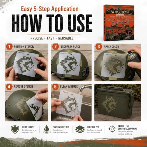 S01 ORIGINS 9-Pack Tactical Stencil Kit | Reusable PET Templates 165x180mm
