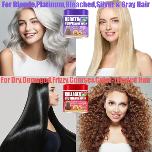 Purple Hair Mask & Collagen Keratin Treatment Set for Blonde Hair