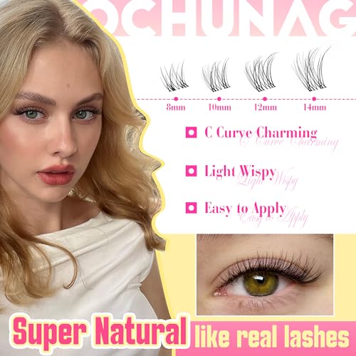 Natural Lash Clusters Kit 120 Pcs Wispy Eyelash Extensions with Bond & Tweezers