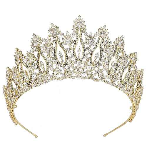 QXMYOO Luxury Wedding Tiaras for Bride Cubic Zirconia Big Tall Crown Quinceanera Crystal Headband for Women CZ Pageant Birthday Prom Party Headpiece Bridal Hair Accessories Silver