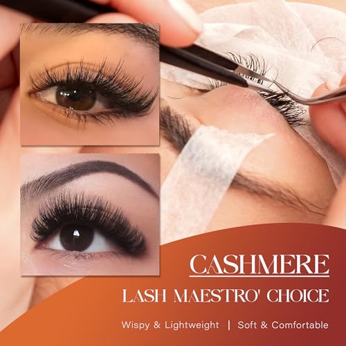 Eyelash Extension-VYRILA Cashmere Volume Lash Extensions D CC Curl 0.03-0.05mm thickness,Matte Black Soft Individual Lashes, Professional Lash Supplies for Eyelash Tech (D 0.05 14mm)
