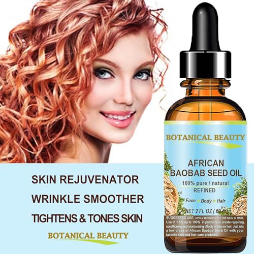 Botanical Beauty? BAOBAB SEED OIL 100% Pure Natural Refined Cold-Pressed Carrier Oil 0.5 Fl oz 15 ml For Face Skin Body Hair Lip Nails Rich in Vitamin C