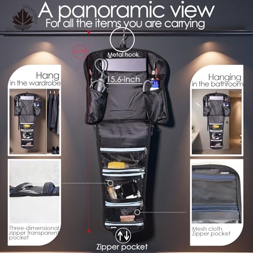 Travel Laptop Backpack Large Hanging Toiletry Organizer Water-Repellent Hygiene Bag, Toiletries Makeup Cosmetics Organizer (Blue)