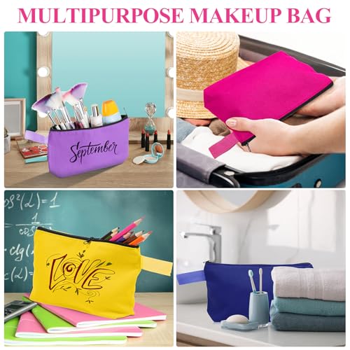 Frienda 40 Pack Canvas Makeup Bags Bulk Cosmetic Bags with Bottom Travel Canvas Zipper Pouch Multi Purpose Blank for Women Purse Toiletry Pencil DIY Craft, 10 Colors(10 x 5 x 2 Inch)