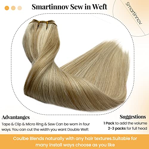 Hand Tied Weft Hair Extensions 12" 80g Ash Blonde Highlights