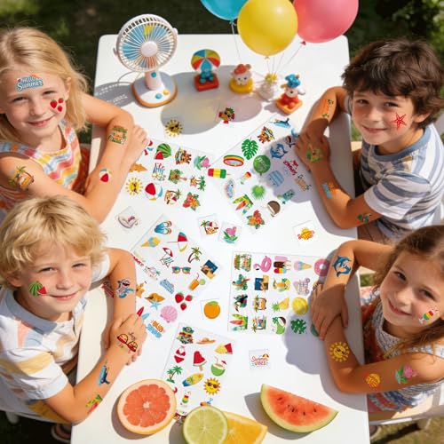 105 PCS Beach Party Decorations Kit - Hawaiian & Luau Decorations, Pool & Beach Party Favors, Temporary Tattoos & Fake Tattoo Stickers for Summer Party Decorations