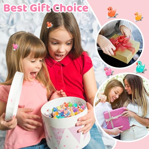 42Pcs Sprouts Rave, Cute Mini Glow Resin Duck Clips for Hair, Festival Accessories for Girls Party Supplies