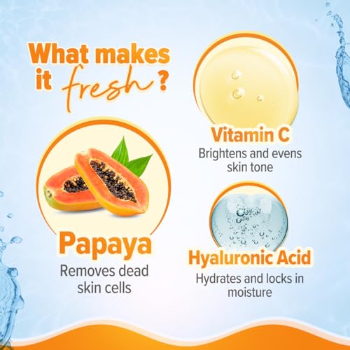 Aqualogica Glow+ Smoothie Face Wash | with Vitamin C & Papaya | Gently Cleanses Dirt & Impurities | Helps Reveal Healthy Glowing Skin | 3.38 Fl Oz/100ml