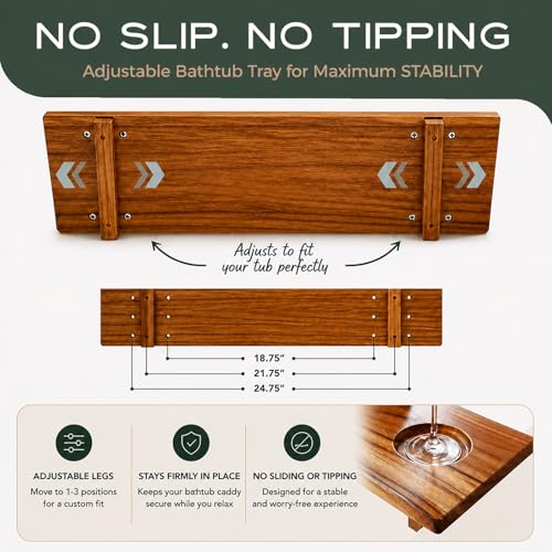 Fjord 29" Premium Teak Bathtub Tray | Small & Standard Tubs