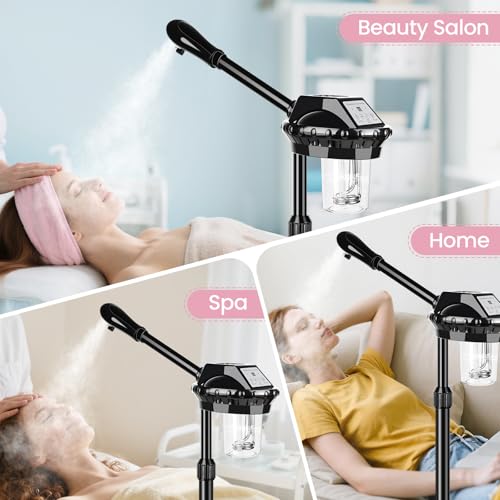 Professional Facial Steamer on Wheels with 30-Minute Timer