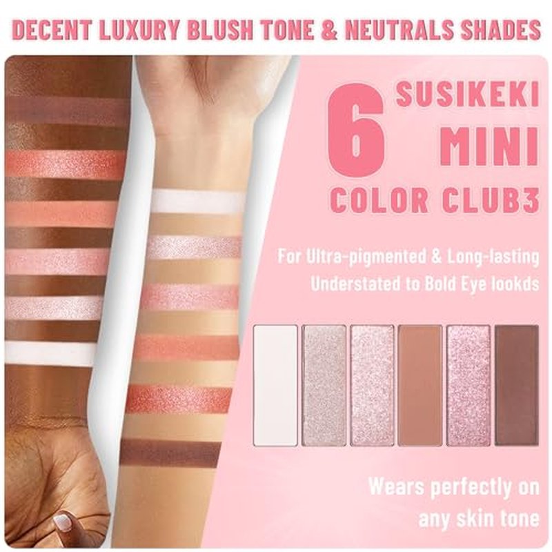 2PCS 6 Colors Mini Eyeshadow Palette Makeup Set Neutral Nude Eye Shadow Olive-colored Tone & Brown Matte Shimmer Make Up Pallet with Mirror Highly Pigmented Travel Size Gift Kit