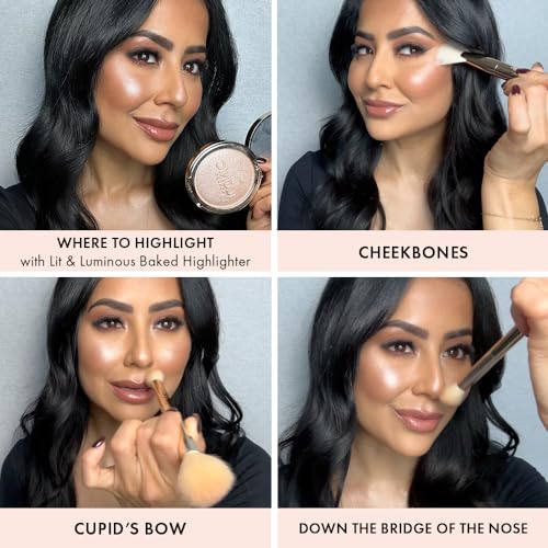 ICONIC LONDON Lit and Luminous Baked Highlighter | Powder Highlighter for a Radiant Glow, Cruelty-Free, Vegan Makeup, 0.56 oz