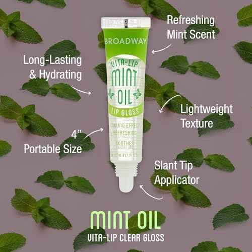 Ruby Kisses Broadway Vita-Lip Clear Lip Gloss (5 Pack Mint, Rosehip, Coconut, Argan Oil, Mango Butter), Ultra-Hydrating & Soothing Formula with Vitamin Oils, High-Shine Non-Sticky Finish Lip Balm