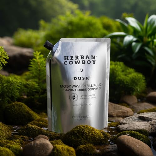 Herban Cowboy Body Wash, Rich Cologne Scent, Enhanced with Plant-Powered Ingredients, Vegan Body Wash (Dusk, 64 Ounce Full Refill Pouch)