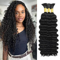 Human Braiding Hair 14 Inch Deep Wave Natural Black Virgin Hair for Boho Styles
