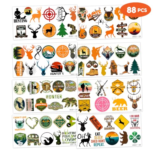 88 PCS Hunting Temporary Tattoos for Kids - Camo Party Favors