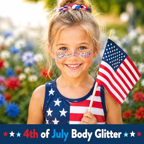 Red White Blue Glitter Stick for Face & Hair