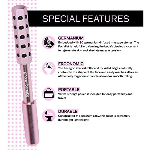 Face Roller Massaging Stones Uplift Skin, Promote Lymphatic draining, Reduces fine Lines & Wrinkles, de-Puffs The Skin & Reduces Facial Muscle Tension | No Batteries