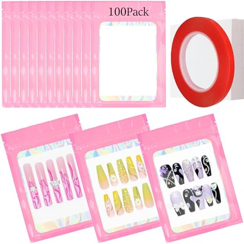 Qenk 201-Piece Press-On Nail Packaging Set with Holographic Bags