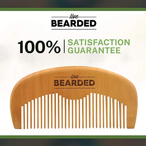 Live Bearded Premium All-Natural Wooden Beard Comb - Anti-Static - Reduce Snagging, Damage and Ingrown Hairs - Keep Mustache Off Your Lip - Fits in Pocket - Easy Daily Grooming