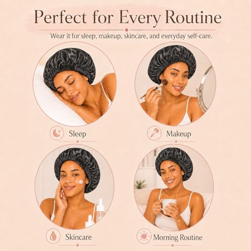 Women's Satin Bonnet Sleep Cap – Double Layer, Adjustable