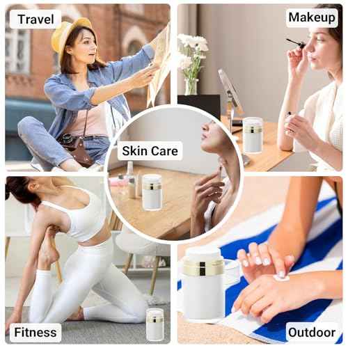 Segbeauty 3.38oz Airless Pump Jar, Empty Makeup Containers 100ml Vacuum Bottle Dispenser, 3pcs Refillable Jar Travel Bottles for Toiletries Moisturizer Container Travel Size for Lotion Moisturizer