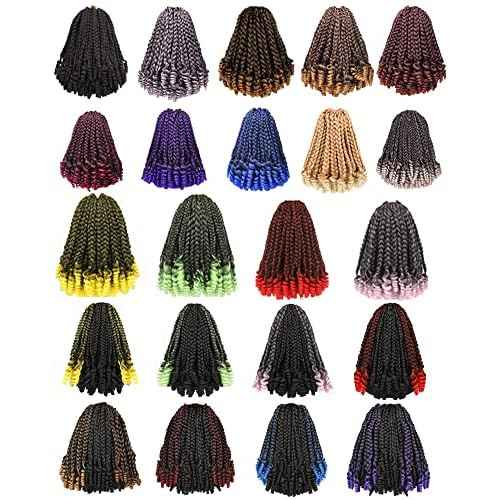 7 Packs 10 Inches Goddess Box Braid Crochet Hair with Toni Curl Ends for Black Women,Mother and Baby Kids - Ombre Gray, Bohemian Box Braids Crochet Hair (105 Strands,T1B/Gray)