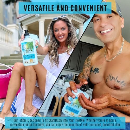 Saltwater Beaches Tan Extender, After Sun Lotion Tanning Bed Lotion, Aloe Vera Base Moisturizer, Hypoallergenic, Sensitive Skin Lotion for Men or Women, Unisex Fresh Scent, Elegant Sun