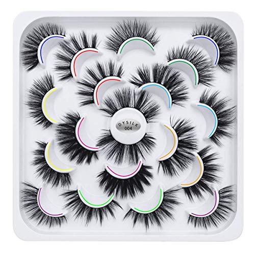 DYSILK Mink Eyelashes Faux 6D Long Dramatic Eyelashes and 10 Styles Mixed Lahses 20 Pairs