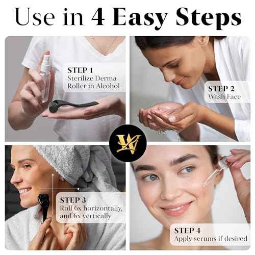 Derma Roller for Skin, Hair & Beard ? Women and Men Titanium Microneedling Roller for Face & Scalp, Safe & Easy to Use - Glossy Black