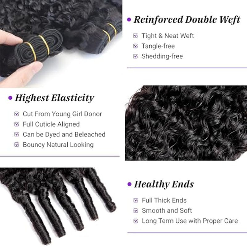 Burmese Curly Human Hair Bundles 30-34 Inch - Virgin Black Hair