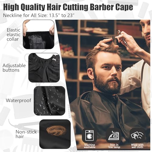 Barber Cape Kit with Neck Duster Brush & Accessories - 10 Piece Set