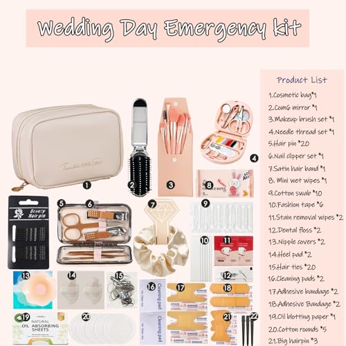 Bridal Emergency Kit with 50+ Wedding Essentials, Makeup & Travel Set