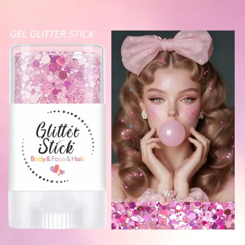 Body Glitter Stick - Pink & Purple Chunky Sparkle, 2 Pack