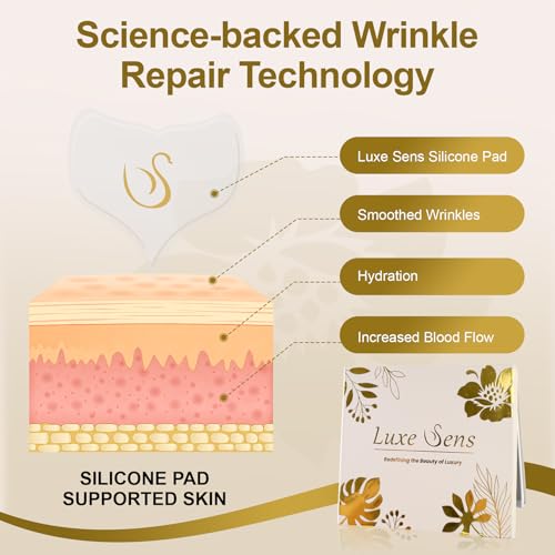 Chest Wrinkle Patches 4 Pack, Reusable Silicone Pads for Wrinkles, Anti Wrinkle Patches for Skin Firming and Smoothing, Overnight Chest Wrinkles from Side Sleeping (60 Day Supply)