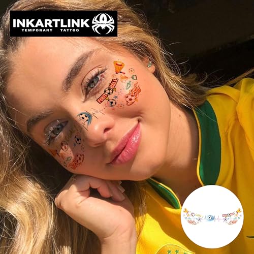 Soccer Face Temporary Tattoos, 10 Sheets Waterproof Sports Decals
